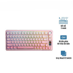 Bàn phím cơ AULA S75 Pro Pink Gradient Grey Wood V3 switch