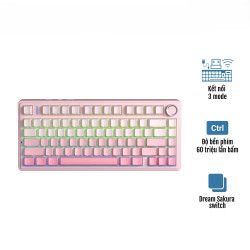 Bàn phím cơ AULA F75 Pink Gradient Dream Sakura switch
