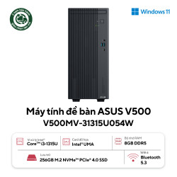Máy tính để bàn ASUS V500 Mini Tower V500MV-31315U054W (Intel Core i3-1315U | 8GB | 256GB | Intel Graphics | Win 11)