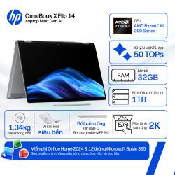 Laptop HP OmniBook X Flip 14-fk0092AU BZ7P5PA (AMD Ryzen AI 5 340 | AMD Radeon 840M | 14 inch WUXGA | Cảm ứng | Pen | 16 GB | 512 GB | Windows 11 Home | Office | Bạc)