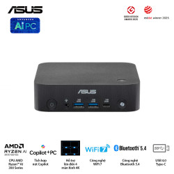Bộ Mini PC Asus NUC AI 350  PN54-B-S70032MN (Ryzen AI 7 350 | 2xDDR5-5600 | 2xNVMe Gen4/ 1x HDMI 2.1/2x DP | 1xFingerprint | 1xcopilot | VESA MOUNT)