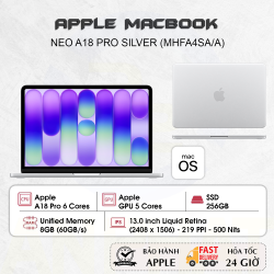 Laptop Apple MacBook Neo 13 inch A18 Pro Bạc 6CPU/5GPU/8GB/256GB - MHFA4SA/A