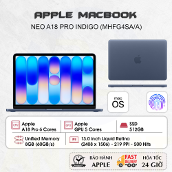 Laptop Apple MacBook Neo 13 inch A18 Pro Indigo 6CPU/5GPU/8GB/512GB SSD Touch ID -   MHFG4SA/A