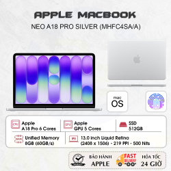 Laptop Apple MacBook Neo 13 inch A18 Pro Silver 6CPU/5GPU/8GB/512GB SSD Touch ID - MHFC4SA/A