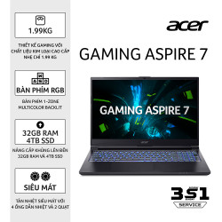 Laptop Acer Aspire 7 A715-59G-53GZ NH.QX6SV.00A (Intel Core 5 processor 210H | RTX 3050 6GB | 15.6 inch FHD 144Hz | 16GB | 512GB | Win 11 | Đen)