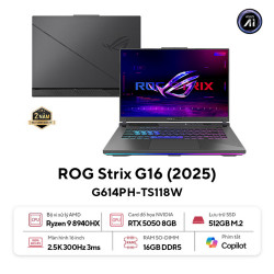 Laptop ASUS ROG Strix G16 G614PH-TS118W (AMD Ryzen 9 8940HX | RTX 5050 | 16 inch WQXGA 300Hz | 16GB | 512GB | Win 11 | Xám)