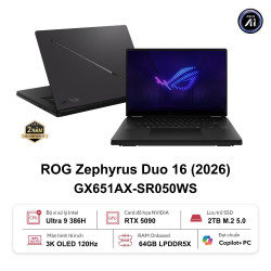 Laptop Asus ROG Zephyrus DUO 16 GX651AX-SR050WS (Core Ultra 9 386H | RTX 5090 | 16-inch 3K cảm ứng | 64GB | 2TB | Windows 11 Home | Xám)