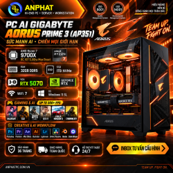 PC AI GIGABYTE AORUS PRIME 3 (AP351) (Ryzen 7 9700X | RAM 32GB | 1TB SSD | RTX 5070 | AirCoolerARGB | Wifi7 | Win11SL|Đen)