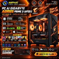 PC AI GIGABYTE AORUS PRIME 3 (AP351) (Ryzen 7 9700X | RAM 32GB | 1TB SSD | RTX 5070 | AirCoolerARGB | Wifi7 | Win11SL|Đen)