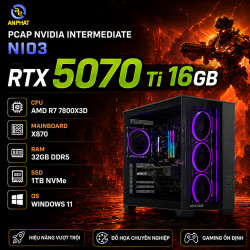 PCAP NVIDIA INTERMEDIATE NI03 (RTX 5070 TI 16GB | AMD R7 7800X3D | X870 | RAM 32GB | SSD 1TB | WINDOWS 11)