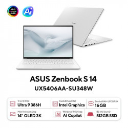 Laptop ASUS Zenbook S 14 UX5406AA-SU348W (Intel Core Ultra 9 386H | Intel Graphics | 14.0-inch OLED | 16GB | 512GB | Windows 11 | Trắng)