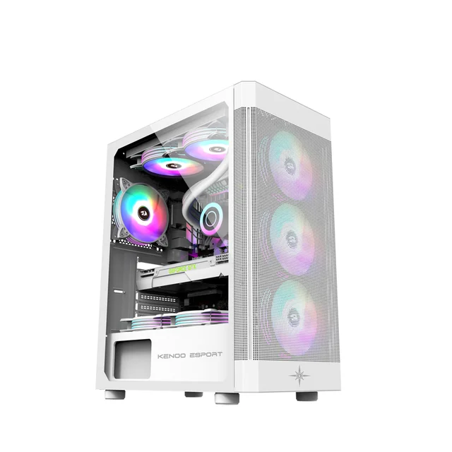 Vỏ case KENOO ESPORT AF100 - 3F - Trắng (ATX/Mid Tower/Full Thép/3 Quạt)
