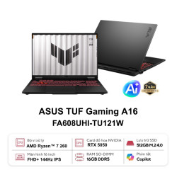 Laptop ASUS TUF Gaming A16 FA608UHI-TU121W (AMD Ryzen 7 260 | 16GB | 512GB | RTX 5050 | 16 inch FHD + 144Hz | Win 11 | Xám)