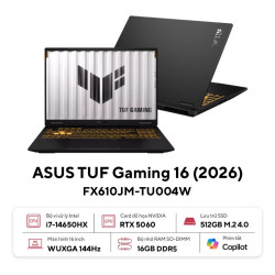 Laptop ASUS TUF Gaming 16 FX610JM-TU004W (Intel Core i7 Processor 14650HX | RTX 5060 | 16 inch FHD+ IPS 144Hz | 16GB | 512GB | Win 11 | Đen)