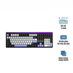 Bàn phím cơ AULA H108 Black White Purple Silent Cotton Candy Switch