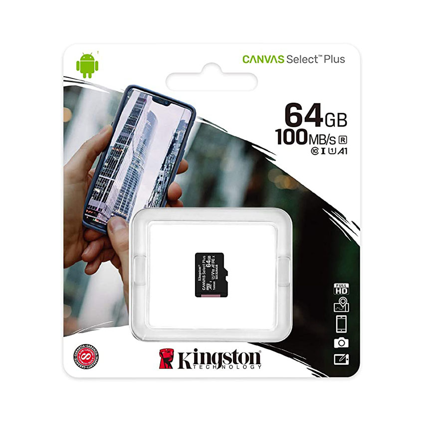THẺ NHỚ MICROSD KINGSTON 64GB CANVAS SELECT PLUS 100R A1 C10 (SDCS2/64GBSP)