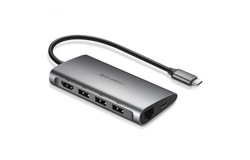 Cáp USB type-C to HDMI/Hub USB 3.0/SD/TF/Lan Gigabit chính hãng Ugreen 50538 cao cấp