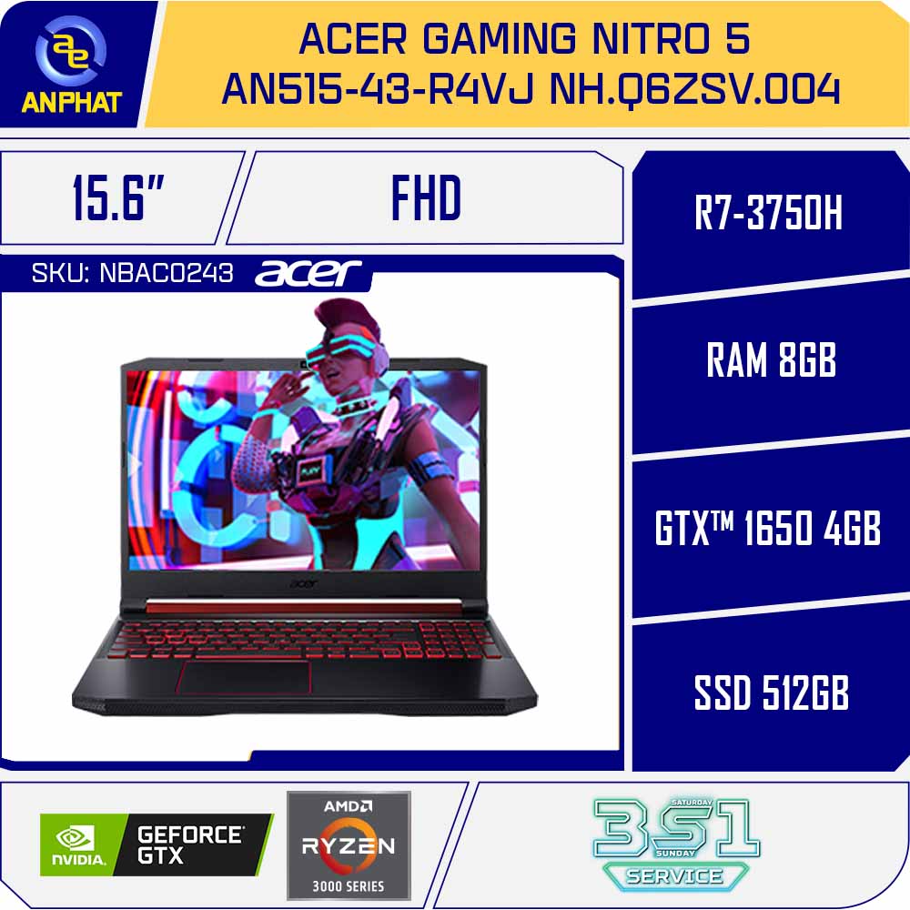 Laptop Acer Gaming Nitro 5 AN515-43-R4VJ NH.Q6ZSV.004 Chính Hãng