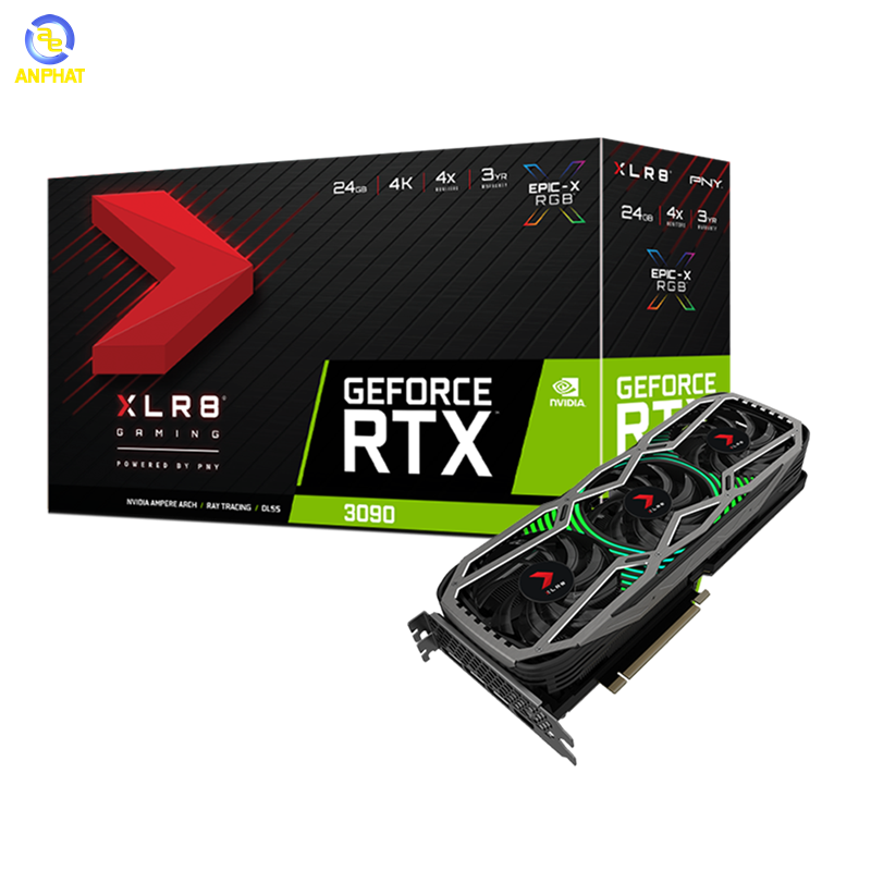 VGA PNY GeForce RTX 3090 24GB XLR8 Gaming REVEL EPIC-X RGB Triple Fan  Edition (VCG309024TFXPPB)