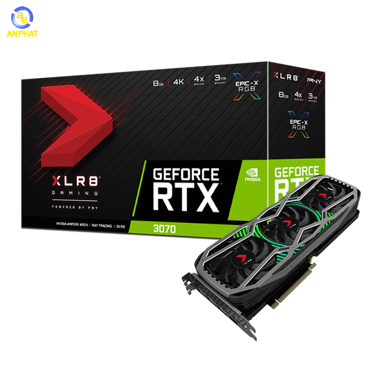 VGA PNY GeForce RTX 3070 8GB XLR8 Gaming REVEL EPIC-X RGB Triple Fan LHR (VCG30708LTFXPPB)