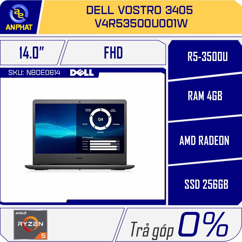 Laptop Dell Vostro 3405 V4R53500U001W (Ryzen™ 5-3500U | 4GB | 256GB ...
