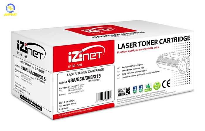 Hộp mực in Laser iziNet 49A/53A/308/315 - Dành cho máy in HP Lj 1160/1320/P2015. HP MFP Lj 3390/3392. Canon LBP 3300/3310/3370