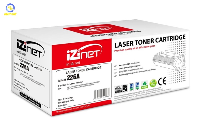 Hộp mực in Laser iziNet 226A - Dành cho máy in HP LaserJet Pro M402d/M402n/M402dn/M402dw. HP LaserJet Pro MFP M426fdn/M426fdw