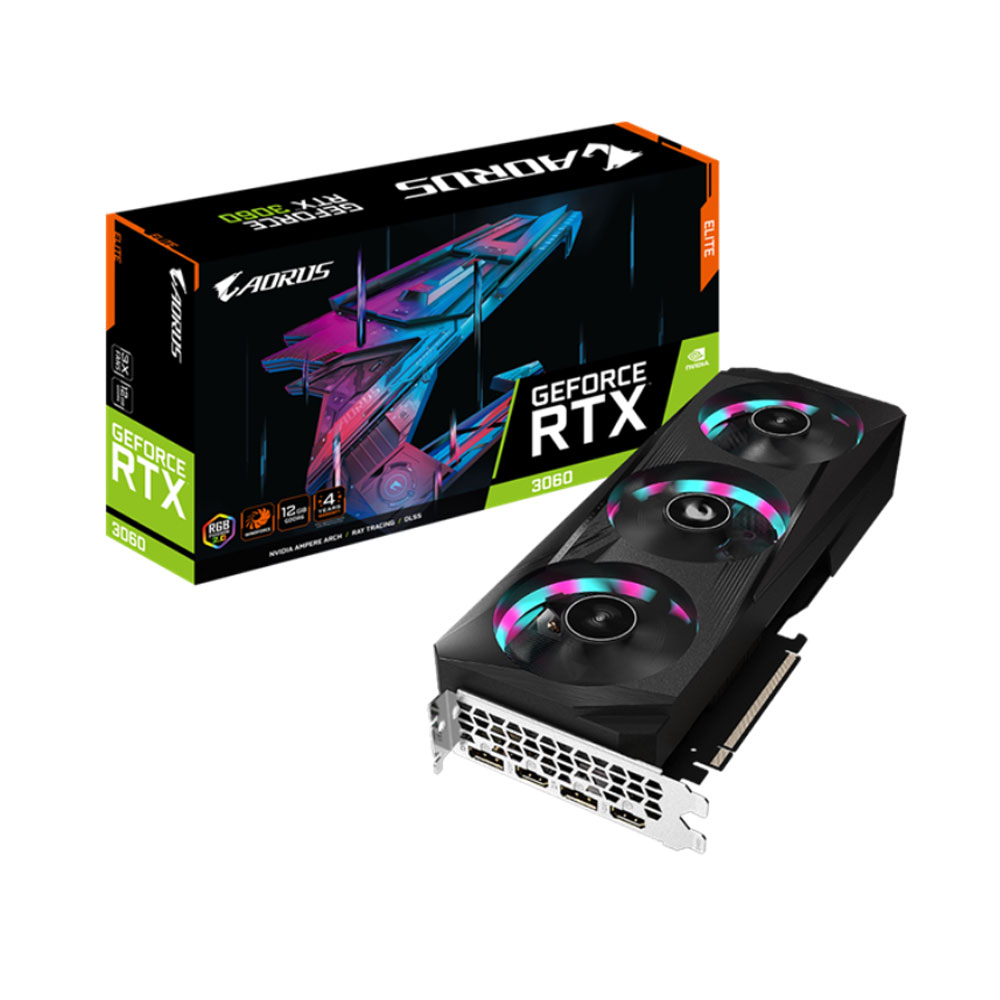 VGA GIGABYTE AORUS GeForce RTX 3060 ELITE 12G (rev. 2.0) (GV-N3060AORUS E-12GD)