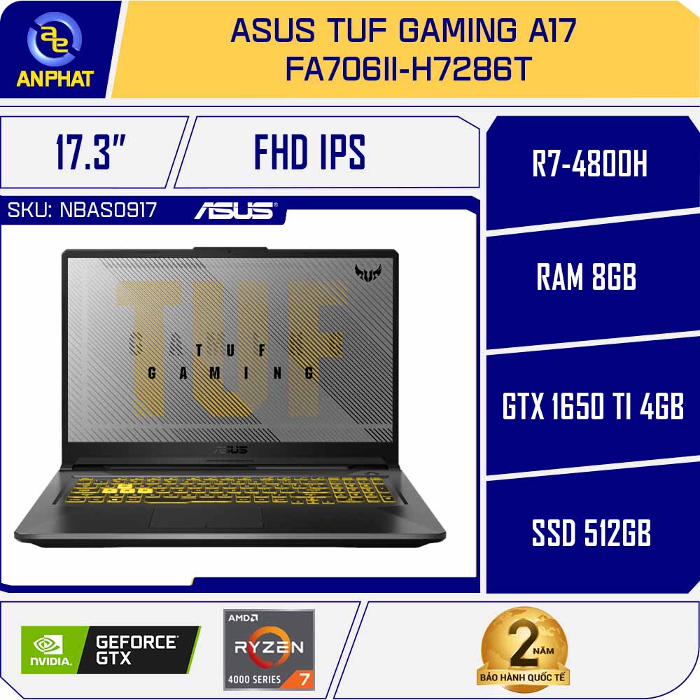 Laptop Asus TUF Gaming A17 FA706II-H7286T Chính Hãng
