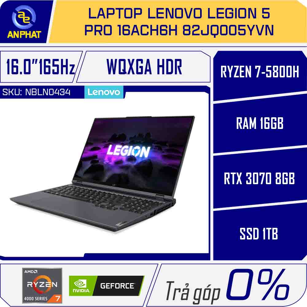 Laptop Lenovo Legion 5 Pro 16ACH6H 82JQ005YVN (Ryzen 7-5800H | 16GB | 1TB  SSD | RTX 3070 8GB  inch WQXGA | Win 10 | Xám)