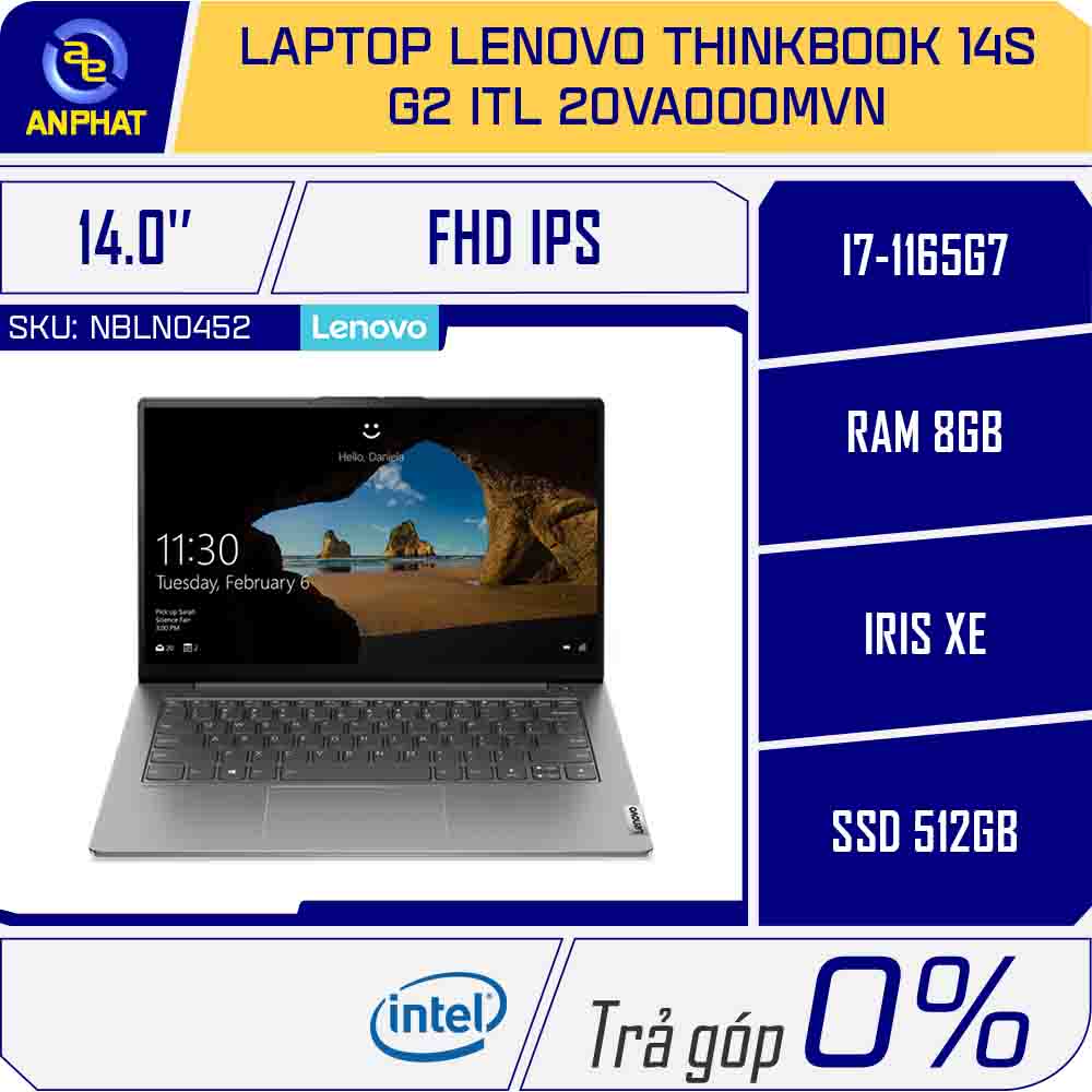 Laptop Lenovo ThinkBook 14s G2 ITL 20VA000MVN (Core i7-1165G7 | 8GB | 512GB | Intel Iris Xe | 14.0 inch FHD | Win 10 | Xám)