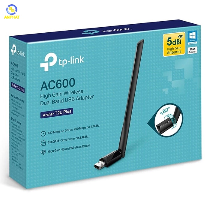 Card mạng không dây USB TP-Link Archer T2U Plus AC600