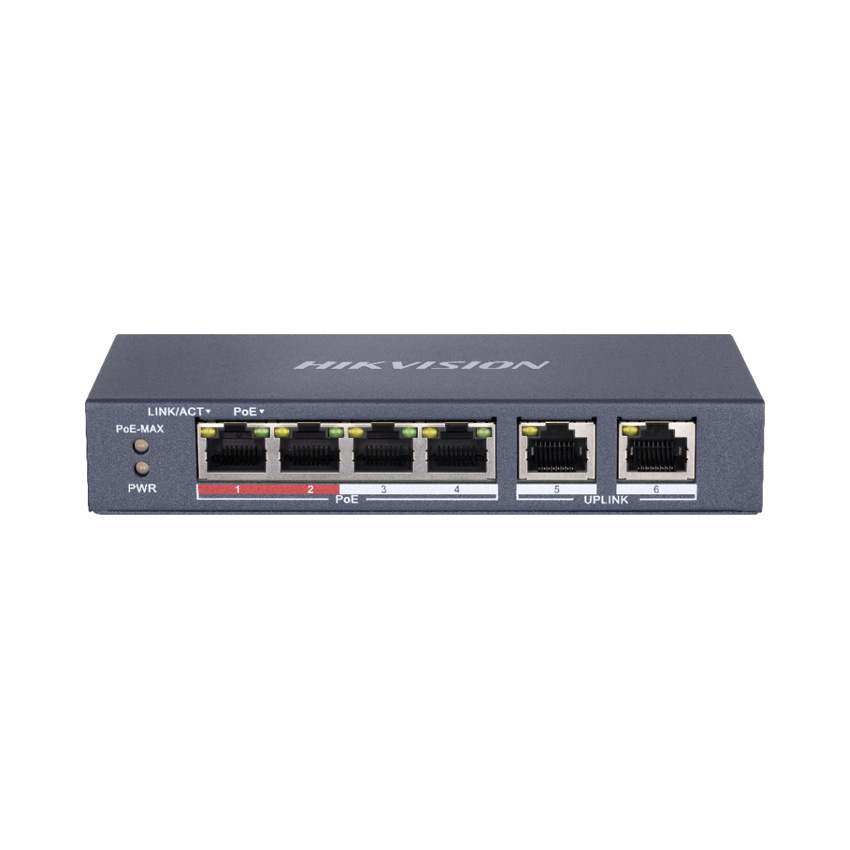 Thiết Bị Mạng Switch PoE HIKVISION 4 Ports 10/100Mbps Unmanaged DS-3E0106P-E/M