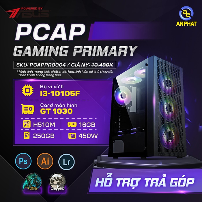 PCAP Gaming Primary (H510/i3-10105F/16GB RAM/GT1030/SSD 250GB)