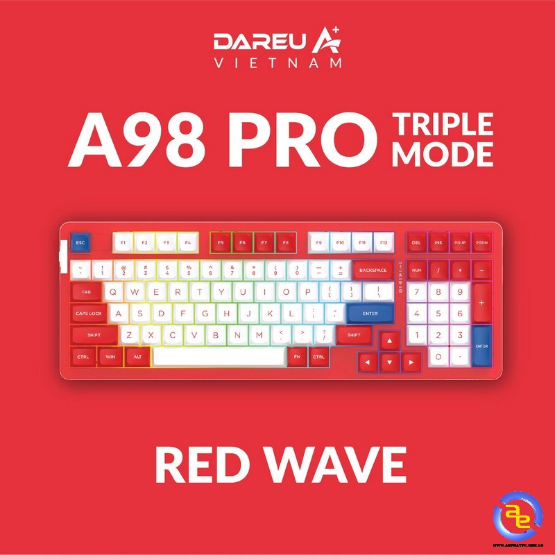 Bàn phím cơ DareU A98 Pro Triple Mode Red Wave DareU Dream switch