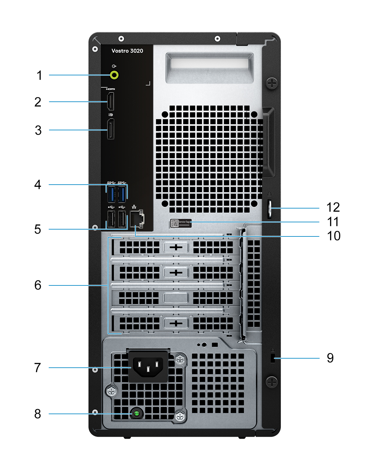 Dell Vostro 3020 Tower (i3-13100 | 8GB | 256GB SSD | Wifi_BT| KB_M