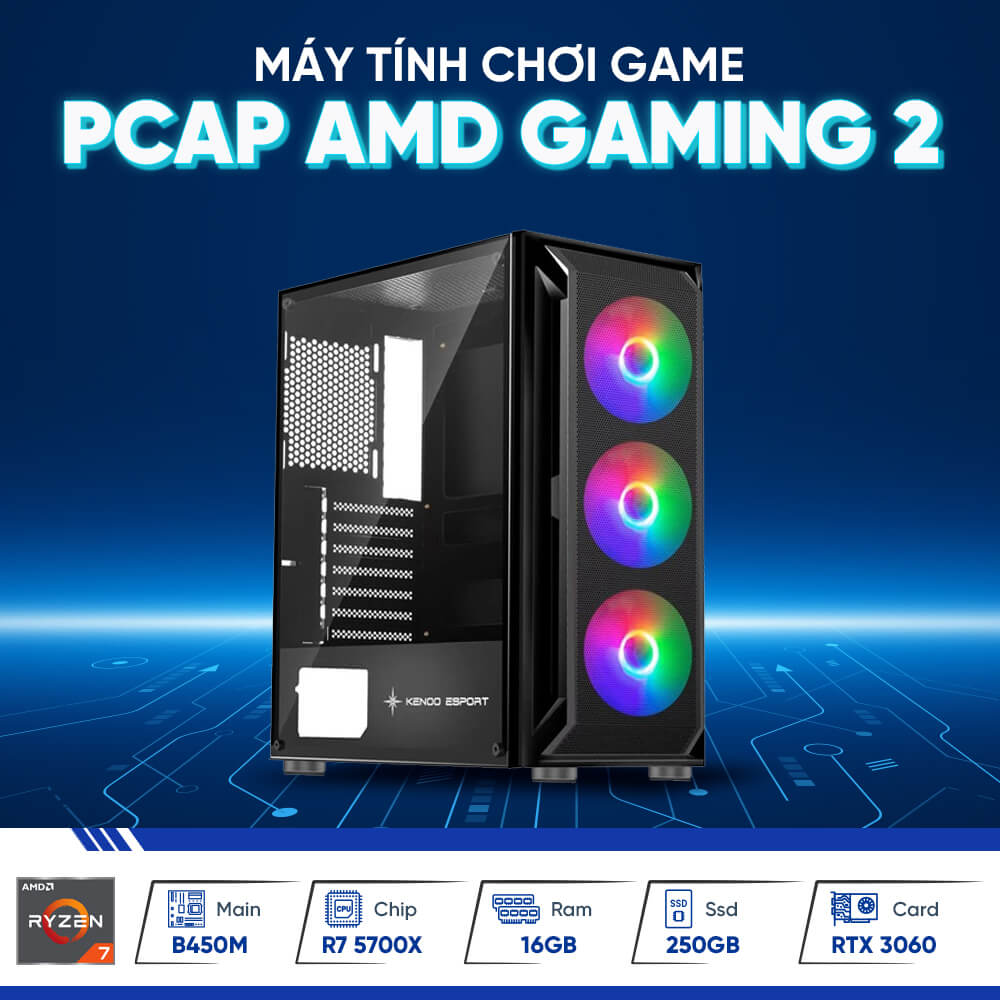 PC Gaming - PCAP AMD Gaming 2 (B550 | Ryzen 7-5700X | 16GB DDR4 | RTX 3060 | 480GB SSD | 550W PSU)