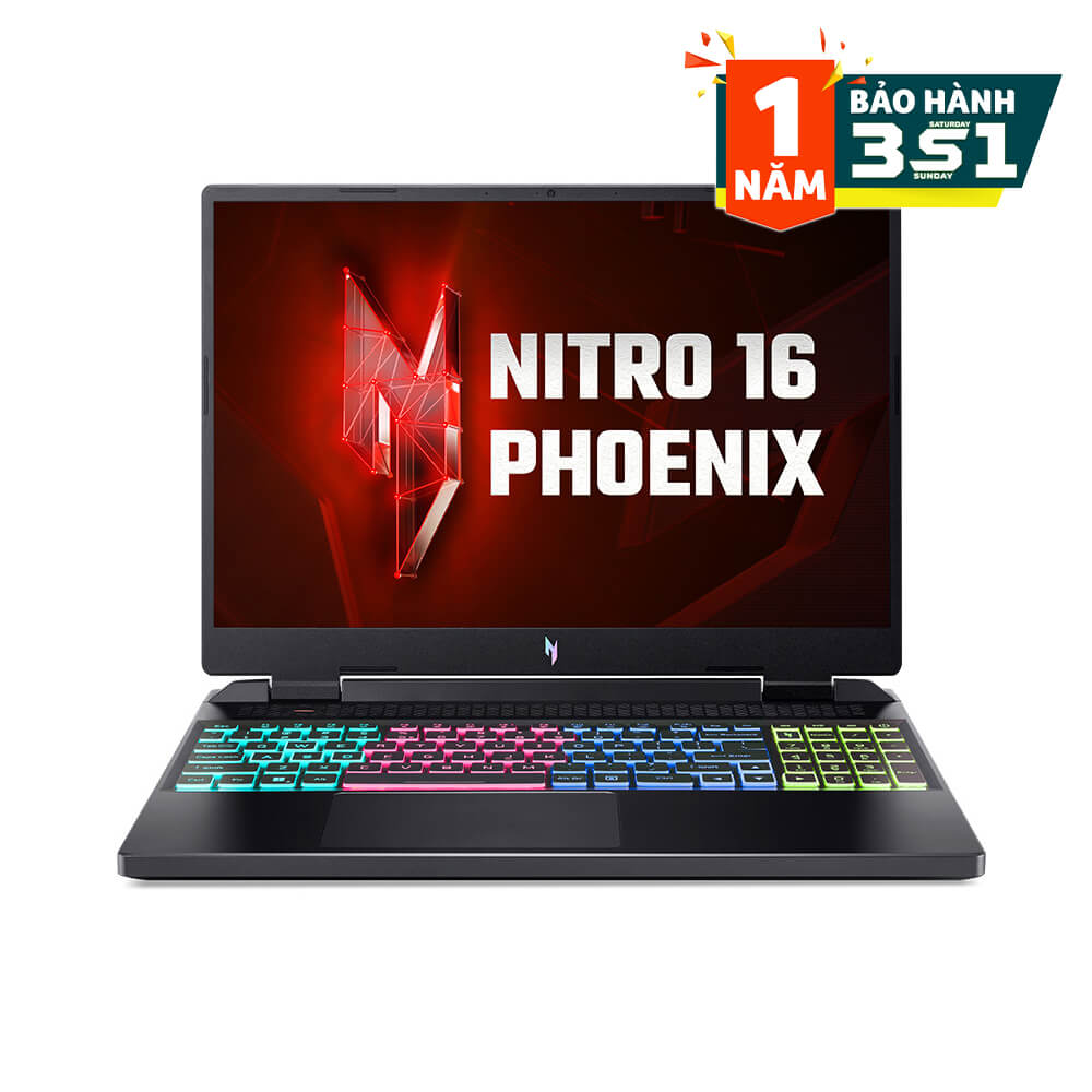 Laptop Gaming Acer Nitro 16 Phoenix AN16-41-R60F NH.QLKSV.003 (AMD Ryzen 7 7840HS | 8GB | 512GB | RTX 4050 6GB | 16 inch WUXGA | Win 11 | Đen)