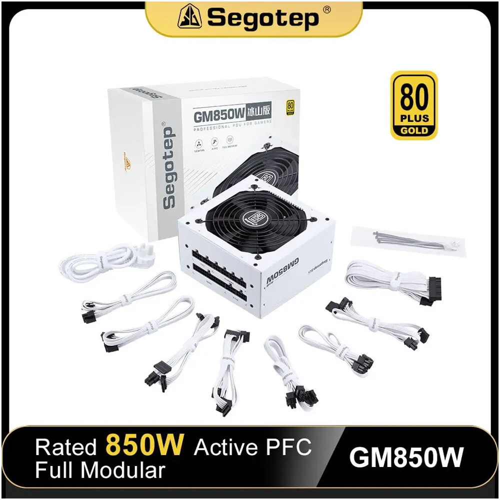 Nguồn máy tính SEGOTEP GM850W (White | 850W | 80 Plus Gold | Full Modular | ATX3.0+PCIE 5.0)