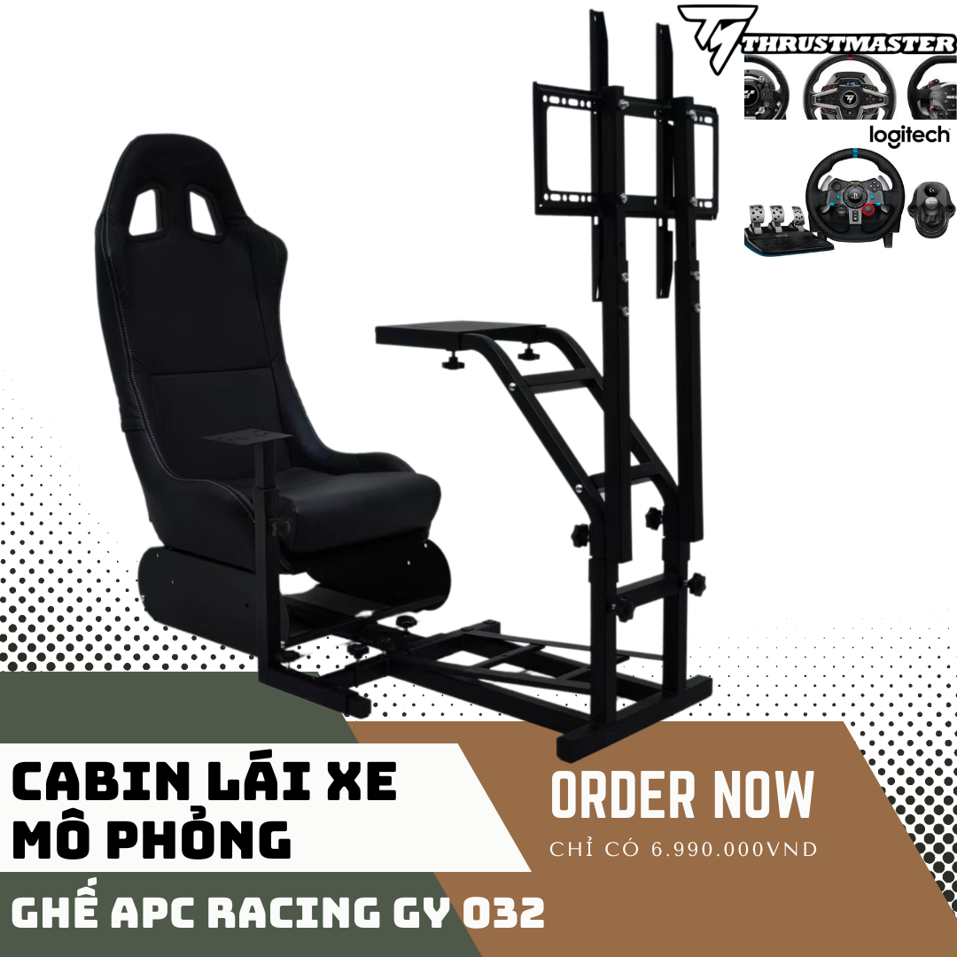 Khung ghế ngồi APC Racing SIM GY032 with Monitor TV Mount / Cabin Ghế đua xe / buồng Giả lập ô tô / Racing Simulation GY-032 Có giá treo màn hình TV