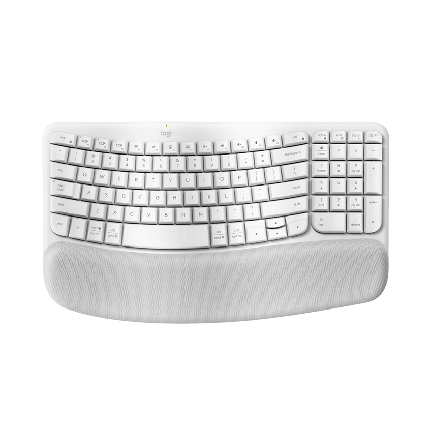 Bàn Phím Không Dây LOGITECH WAVE KEYS ERGONOMIC OFF-WHITE (USB Logi Bolt/Bluetooth ) - 920-012282