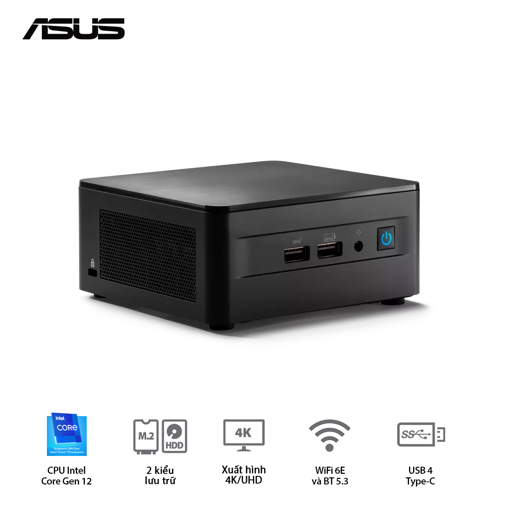 MINI PC ASUS INTEL NUC 12 PRO TALL ( INTEL CORE I5-1240P | DDR4 | IRIS XE GRAPHICS | SSD NVME | THUNDERBOLT 4 | WI-FI 6E | ĐEN) WALLSTREET CANYON -- RNUC12WSHI500001I