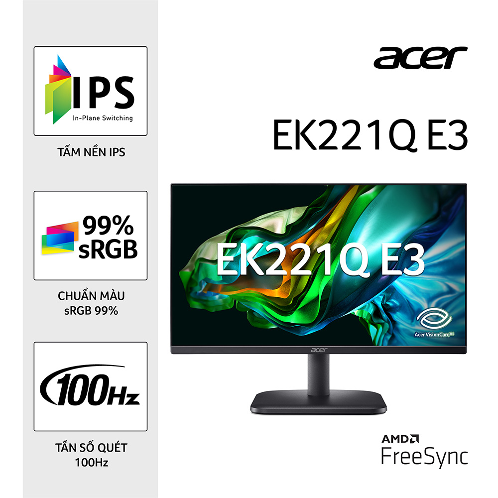 Màn Hình Acer EK221Q E3 UM.WE1SV.301 (21.5 inch - FHD - IPS