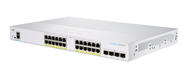 Switch Cisco 24 PoE+ ports 195W, 4 Gigabit SFP _ CBS250-24P-4G-EU