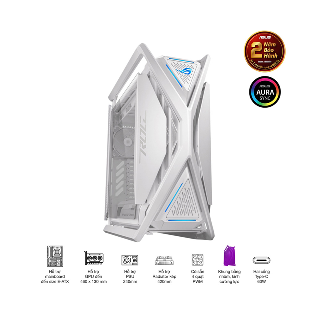 VỎ CASE ASUS GR701 ROG HYPERION WHITE EDITION (EATX,FULL TOWER,MÀU TRẮNG)