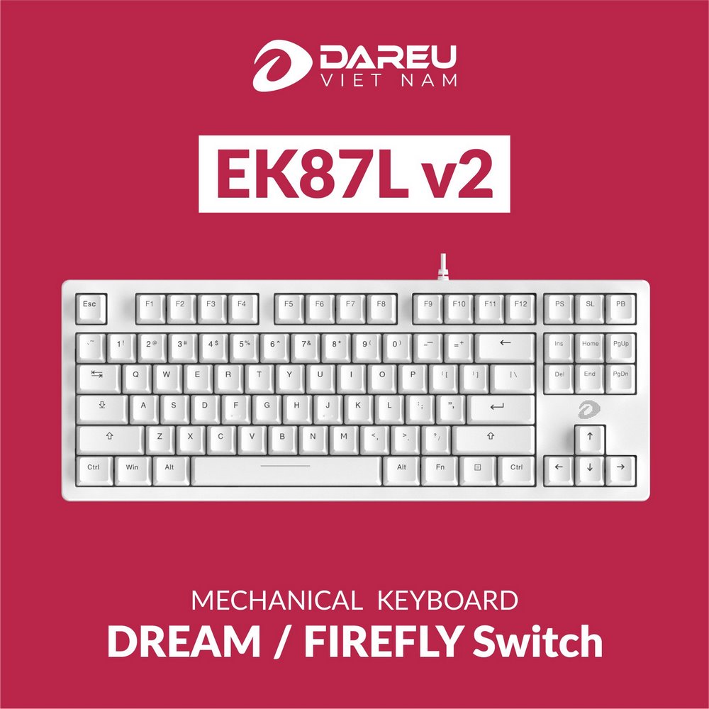 Bàn phím cơ DareU EK87L V2 White Firefly switch