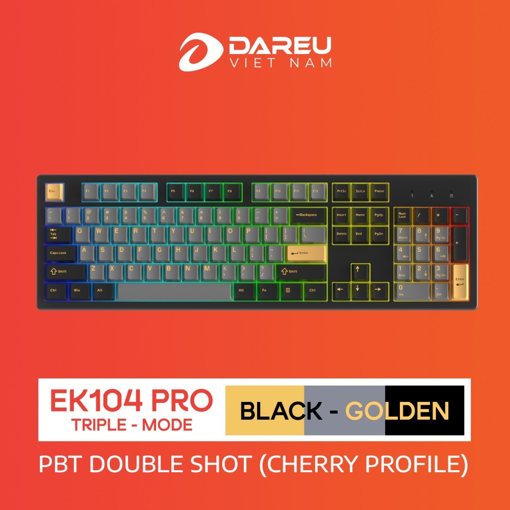 Bàn phím cơ DareU EK104 Pro Triple Mode Black Golden DareU Dream switch