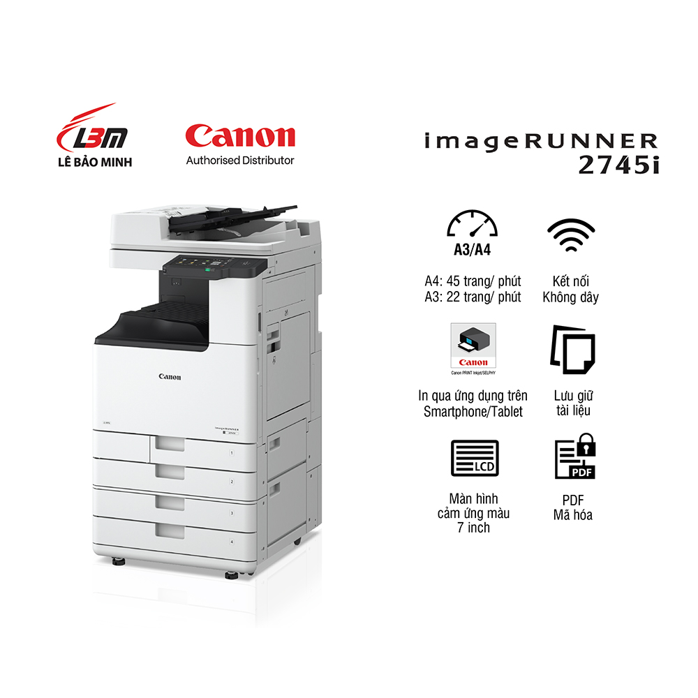 Máy photocopy Canon iR2745i (In đảo mặt| Copy| Scan| ADF| A3| A4| USB| LAN| WIFI)