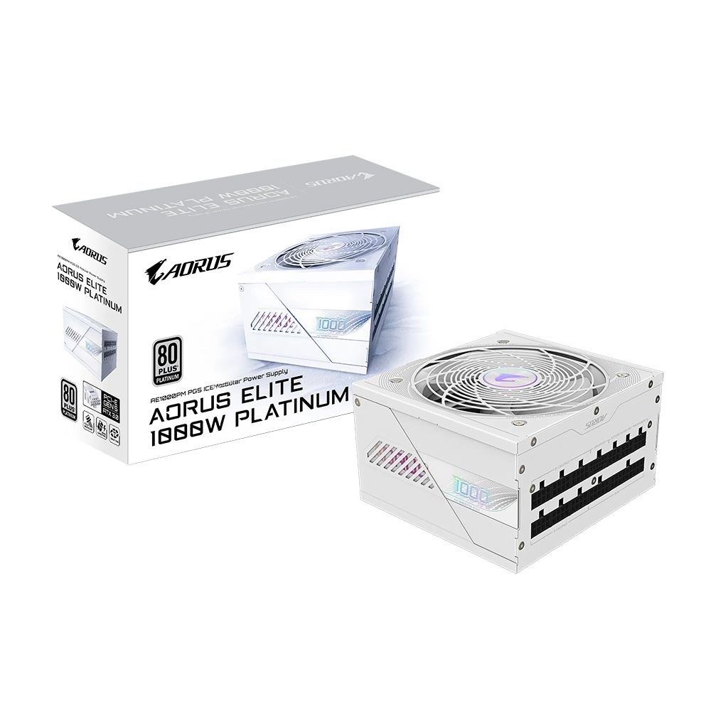 NGUỒN GIGABYTE AORUS ELITE GP-AE1000PM PG5 ICE ( 1000W - PLATINUM -ATX 3.0- PCIE 5.0 -MÀU TRẮNG)