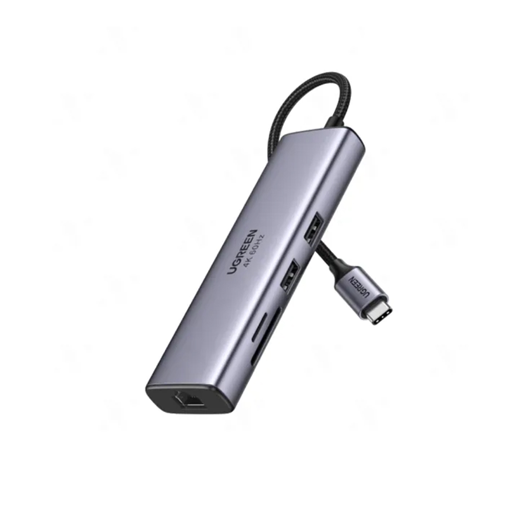 BỘ CHUYỂN ĐỔI USB-C SANG 2*USB 3.0+HDMI, RJ45, SD TF VÀ PD HỖ TRỢ 4K UGREEN ( 60515)